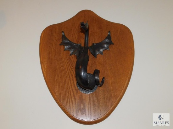 Iron Dragon Sculpture on Wood Plaque