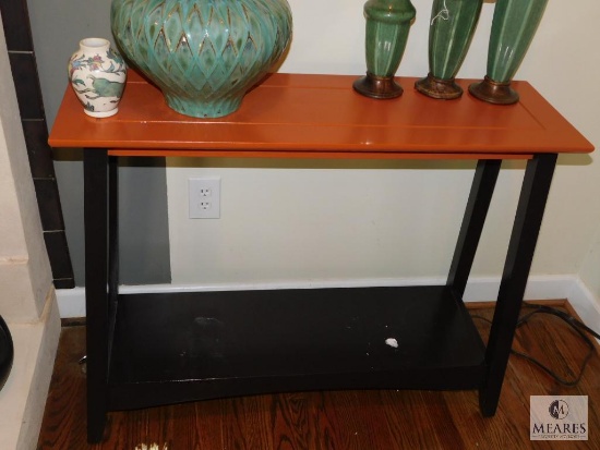 Sofa or Hall Table wood - black and terra cotta color