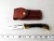 1977 Case XX Shark Tooth Lockback Folder Knife P197 L SSP Pakkawood Handle & Leather Holster