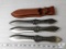 Set of 3 Gil Hibben Throwing Knives GH2033 Stainless with Leather Holster