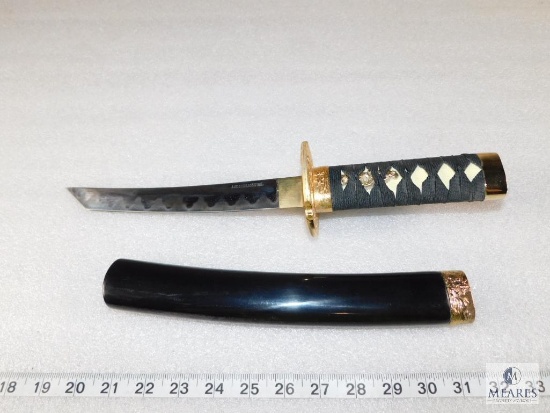 Japanese Short Tanto Katana Style Knife Stainless Steel with 8" Blade - 15" OAL Wood Sheath