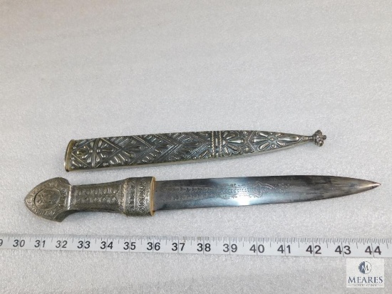 Medieval Style Decorative Dagger 9" faux blade - 15" OAL includes Matching Ornate Sheath