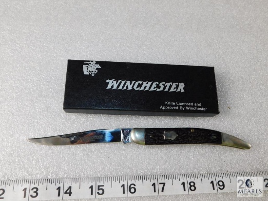 Winchester 1987 Texas Toothpick #1924 Black Jigged Bone Handle 3-1/4" Blade 4-1/4" OAL