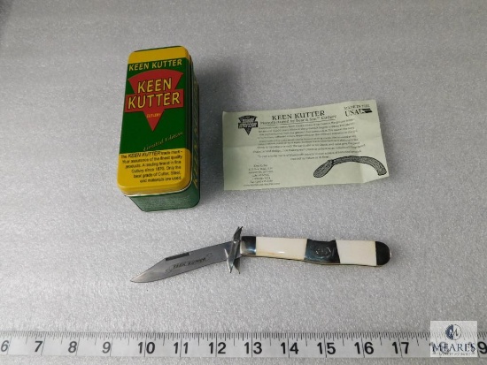 Keen Kutter Cutlery Knife SWI in Collector Tin Box 3" Blade Possible Bone Handle
