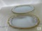 Lot of 2 Halco Serving Platter Tray with gold tone edge