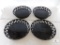 Lot of 4 Black Melamine Basket Serving Plates