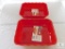 Lot of 2 Cambro Deli Croc 4.9 qt Red Square Melamine Dishes Ruffled Edge