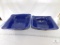 Lot of 2 GET large Melamine Cobalt Blue Mixing or Serving Bowls Square Shape