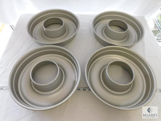 Lot of 4 Bundt Cake Baking Tins approximately 11" diameter