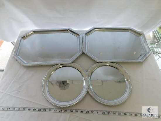 Lot of Serving Plates and Hexagon shaped Charger Tray with Ornate Design