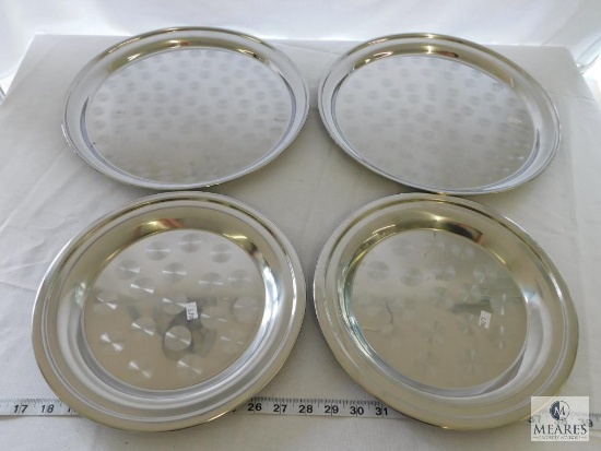 Lot of 4 Tablecraft Stainless Steel Serving Trays 12" & 14"