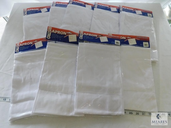 Lot of 8 Crestware Bistro Aprons White