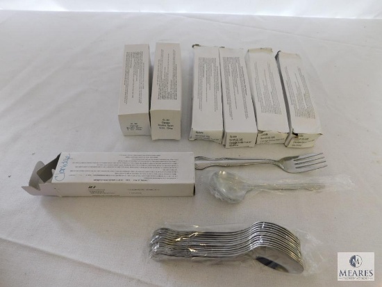 Lot of Claridge pattern Dinnerware Dinner Forks & Bouillon Spoons & Teaspoons