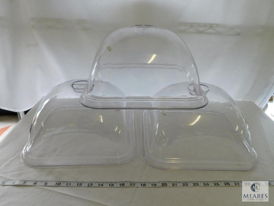 Lot of 4 Clear Square Dome Cake / Food Covers approximately 12" each