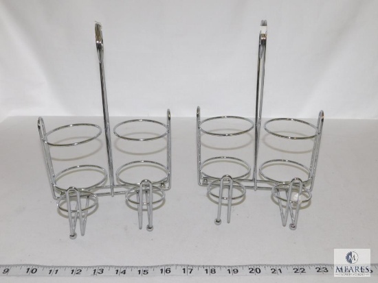 Lot of 2 Chrome Plated Condiment Rack - holds S&P and 2 Bottles