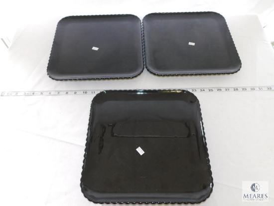 Lot of 3 Black GET Square Charger Plates