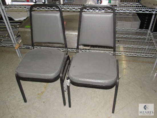 Lot of 2 Restaurant style Chairs Gray Cushions