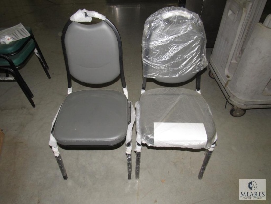 Lot of 2 Restaurant style Chairs Gray Cushions