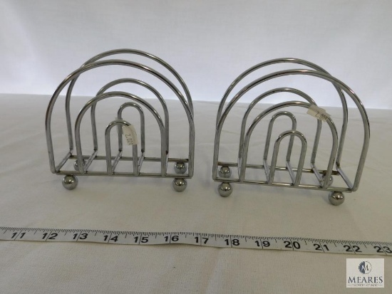 Lot of 2 Chrome Finish Napkin Holders