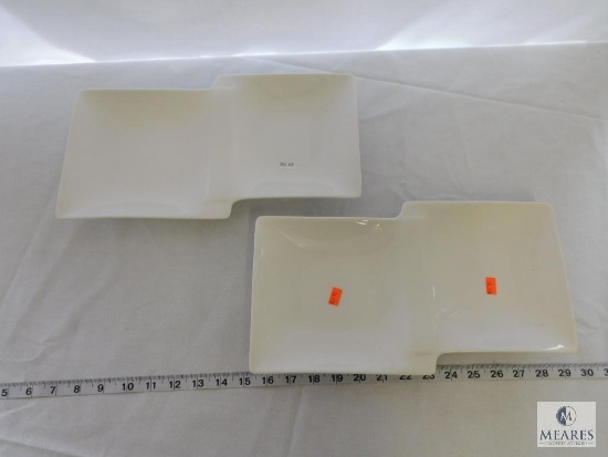 Lot of 2 American Metalcraft White Ceramic Modern Serving Plate
