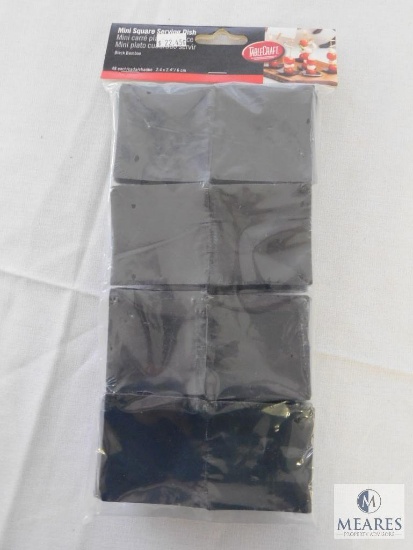 Set of 48 Black Bamboo Mini Square Serving Dishes