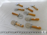 Lot of 9 Adcraft Wood Handle Pizza Cutters