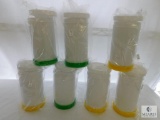 Lot of 7 Winco Stor & Pour, 1 Qt Pour Containers with Spout and Lid (Yellow & Green)