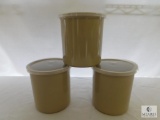 Lot of 3 Melamine Canisters with Lids Tan approximately 1.2 qt size