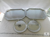 Lot of Serving Plates and Hexagon shaped Charger Tray with Ornate Design