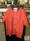 Happy Chef Terra Cotta Coat Short Sleeve with Black trim sz Medium
