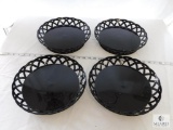Lot of 4 Black Melamine Basket Serving Plates