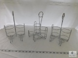 Lot of 3 Chrome Plated Condiment Rack - holds S&P and 2 Bottles
