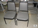 Lot of 2 Restaurant style Chairs Gray Cushions
