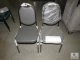 Lot of 2 Restaurant style Chairs Gray Cushions