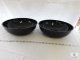 Lot of 2 Cambro Black Melamine Mixing or Salad Serving Bowls