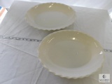 Lot of 2 Cambro Melamine White Large Oval Serving Dishes Ruffled Edge