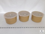 Lot of 3 GET Salad Crock with Lids 1.5 Qt each Tan