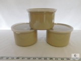 Lot of 3 GET Salad Crocks with Lids 1.5 Qt each Tan