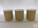 Lot of 3 Salad Crocks with Lids 1.2 Qt each Tan