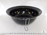 Extra Large Black Melamine Serving Dish with Chrome Stand