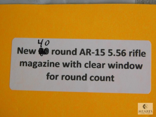 New 40 round AR-15 5.56 rifle magazine with clear window for round count