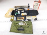 Assorted gun items, cleaning, black rifle powder, etc