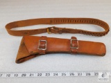 Brauer Brothers leather holster, fits Ruger Single Six 10 1/2 similar and 22 cartridge belt