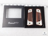 Premium Manufacturing Group Diamond Checkered Rosewood Grips w/mother of pearl accents
