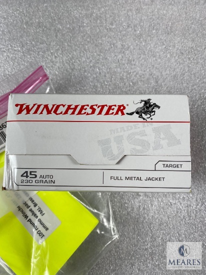 100 Round Winchester .45 ACP Ammo Value Pack. 230 Grain FMJ. Brass Case.