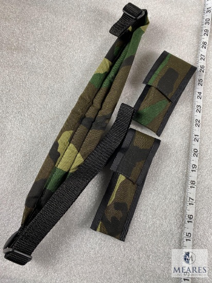 Three-Piece Camo Cordura Hunting Set. Rifle Sling, Mag Pouch, and Knife Case.