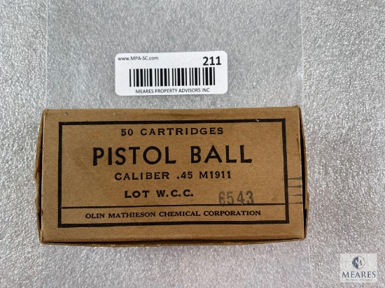 50 Rounds of .45 ACP M1911 Ball Ammunition - Olin