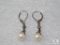 Sterling Marcasite and Pearl Earrings Lever Back marked 925