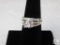 Ladies size 7.5 & 8 Costume Wedding Band Set Silver tone bands Clear Rhinestones