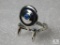 Mens size 11 Costume ring silver tone Starship Enterprise with Clear & Blue rhinestones